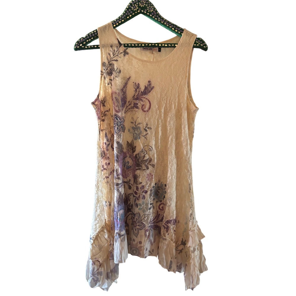 Origami by Vivien Womens Lace Floral Tunic Y2K Fairy NWT